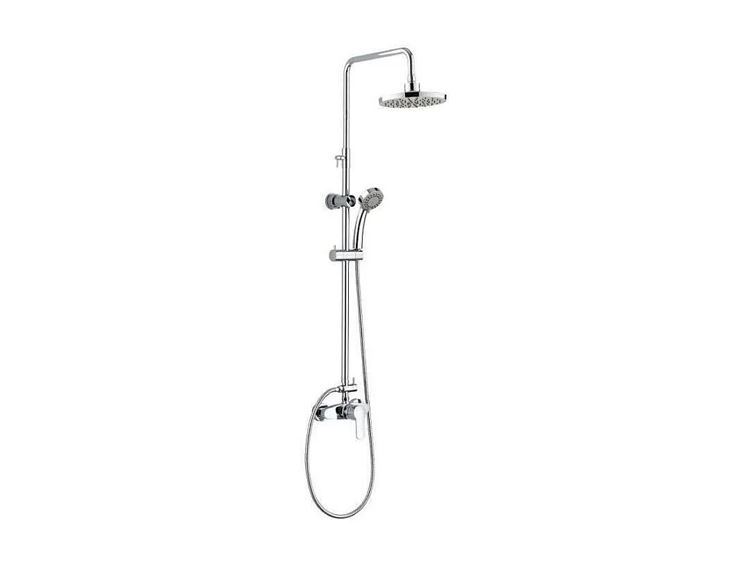 Douchekolom Rousseau Shenti chroom met mechanische mengkraan, draaibare hoofddouche Ø207 mm, handdouche 3 stralen, antikalk slang 1,5 m