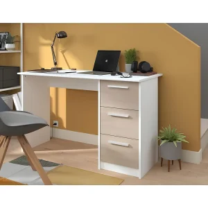 Bureau 3 laden in eiken en wit decor, Essentieel, Gemaakt in Frankrijk – Parisot