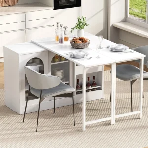 Draaibare barkast met 2 glazen deuren – Omkeerbaar blad – Wit