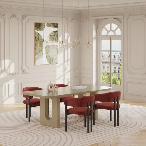 Set van 2 stoelen in stof en zwart metaal – Terracotta – CIBARO