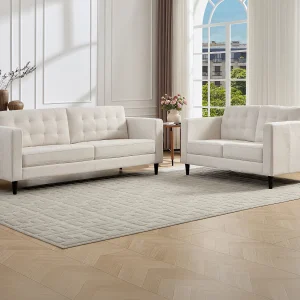 3-zits en 2-zits stoffen bank in beige DIBALU 3-zits en 2-zits stoffen bank in beige DIBALU