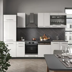 Complete keukeneenheid wit hoogglans/antraciet 300x60x81.6 fame-line Complete keukeneenheid wit hoogglans/antraciet 300x60x81.6 fame-line