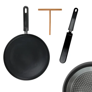 Pannenkoekenpan set inductie 28 cm met accessoires van aluminium