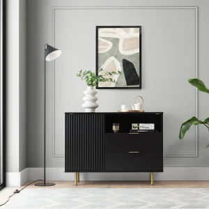 Compact dressoir 107 cm Nubia – Zwart en Goud Compact dressoir 107 cm Nubia – Zwart en Goud