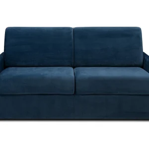 Slaapbank nachtblauw fluweel traagschuim zitting 140 cm matras 22 cm CALIFE Slaapbank nachtblauw fluweel traagschuim zitting 140 cm matras 22 cm CALIFE
