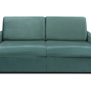 Slaapbank fluweel smaragdgroen traagschuim zitting 140 cm matras 22 cm CALIFE