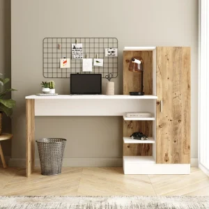 Design bureau met opbergruimte TEHDA van hout en metaal