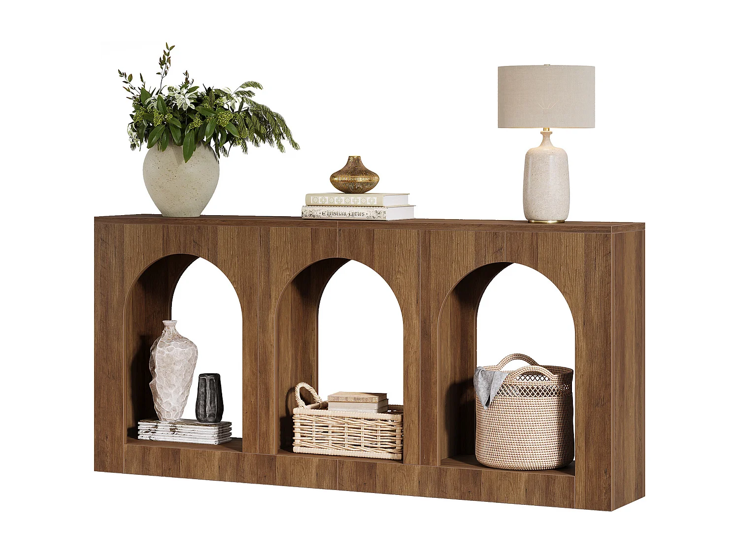 Consoletafel, haltafel met 3 gebogen planken, haltafels met opbergruimte voor de foyer