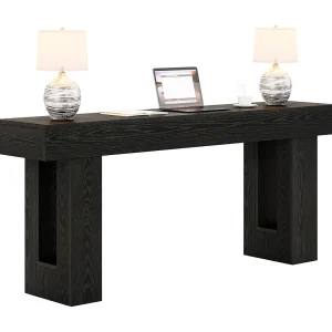 Consoletafel, 160 cm, landelijke entree tafel, rechthoekige houten accenttafel voor entree, hal en woonkamer (zwart)