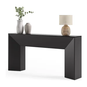 Consoletafel voor de hal, 160 cm extra lange zwarte bijzettafel voor de woonkamer