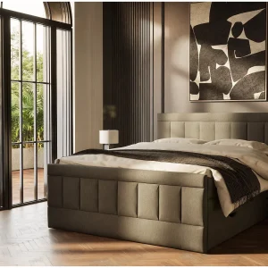 Boxspringbed met hoofdbord + matras + dekmatras – 160×200 cm – grafiet – CAYA Boxspringbed met hoofdbord + matras + dekmatras – 160×200 cm – grafiet – CAYA