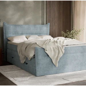Boxspringbed met hoofdbord + matras + dekmatras – 140×200 cm – lichtblauw – PELINO Boxspringbed met hoofdbord + matras + dekmatras – 140×200 cm – lichtblauw – PELINO