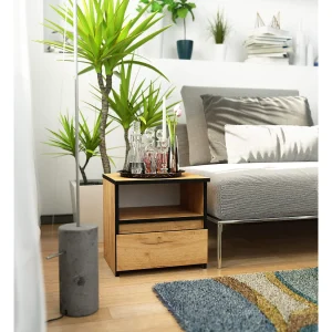 Commode Craft Eiken Met Lade – 40x40x35 cm | Zelfmontage | Mat Afwerking | Stijlvol & Functioneel