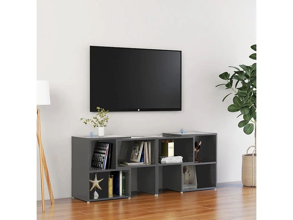 Dalia Tv-meubel 104x30x52 cm bewerkt hout hoogglans grijs