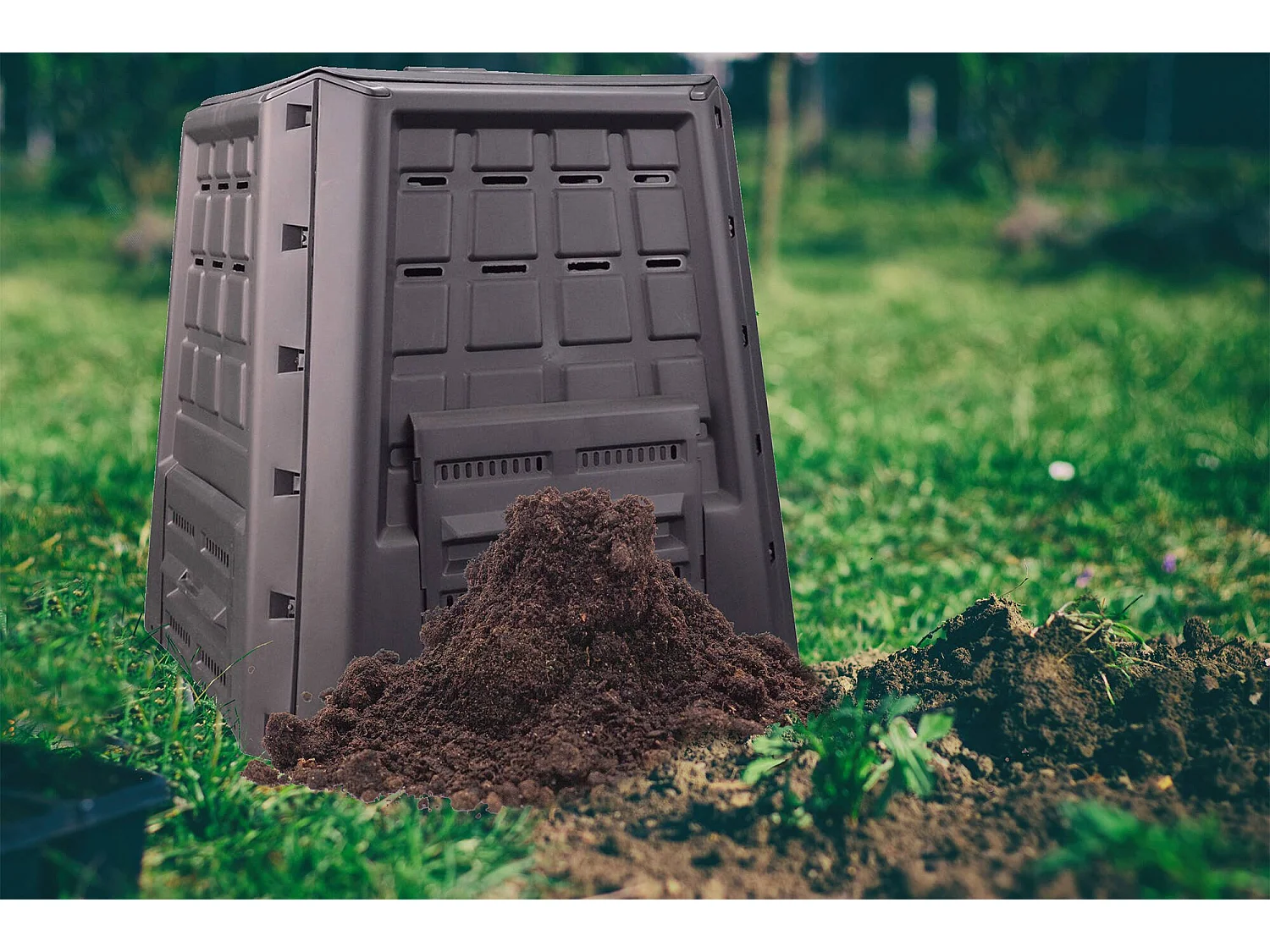 Afvalbak Gina, 380 l Gemaakt in Italië, 80x80x82h cm antracietzwart, afvalcontainer/prullenbak, antraciet framekleur