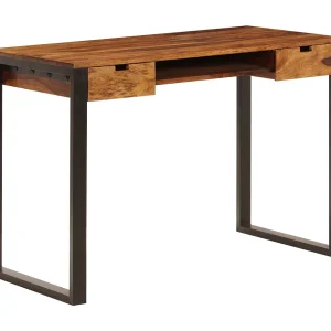 Bureau 110x55x78 cm massief acaciahout en staal Bureau 110x55x78 cm massief acaciahout en staal