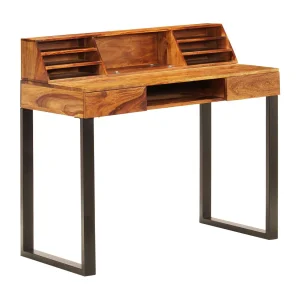 Bureau 110x50x94 cm massief acaciahout en staal Bureau 110x50x94 cm massief acaciahout en staal