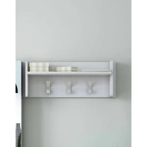 Dkornvi entreemeubel, kleerhanger met 3 haken, entreeopbergplank, 100% Made in Italy, 90x29h34 cm, Wit Dkornvi entreemeubel, kleerhanger met 3 haken, entreeopbergplank, 100% Made in Italy, 90x29h34 cm, Wit