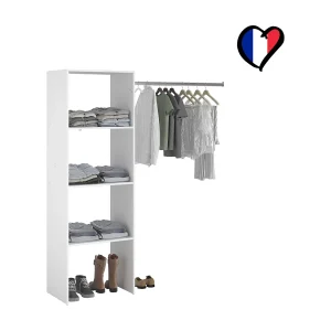 Compacte Witte Kledingkast met Planken en Kledingstang 160x40x180 cm Compacte Witte Kledingkast met Planken en Kledingstang 160x40x180 cm
