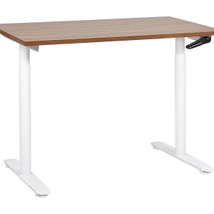 Bureau handmatig verstelbaar donkerbruin/wit 120 x 72 cm DESTINAS