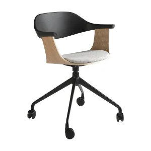 Bureaustoel in lichtgrijze stof en zwart pvc 4130 ANGEL CERDA