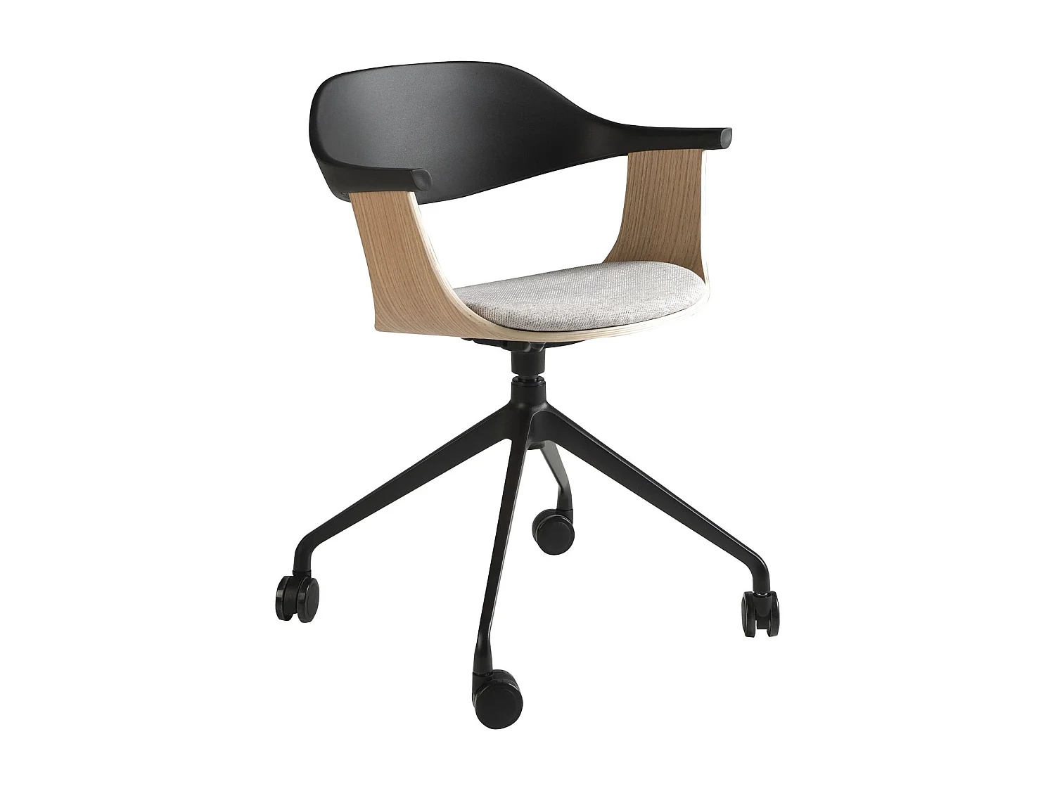 Bureaustoel in lichtgrijze stof en zwart pvc 4130 ANGEL CERDA