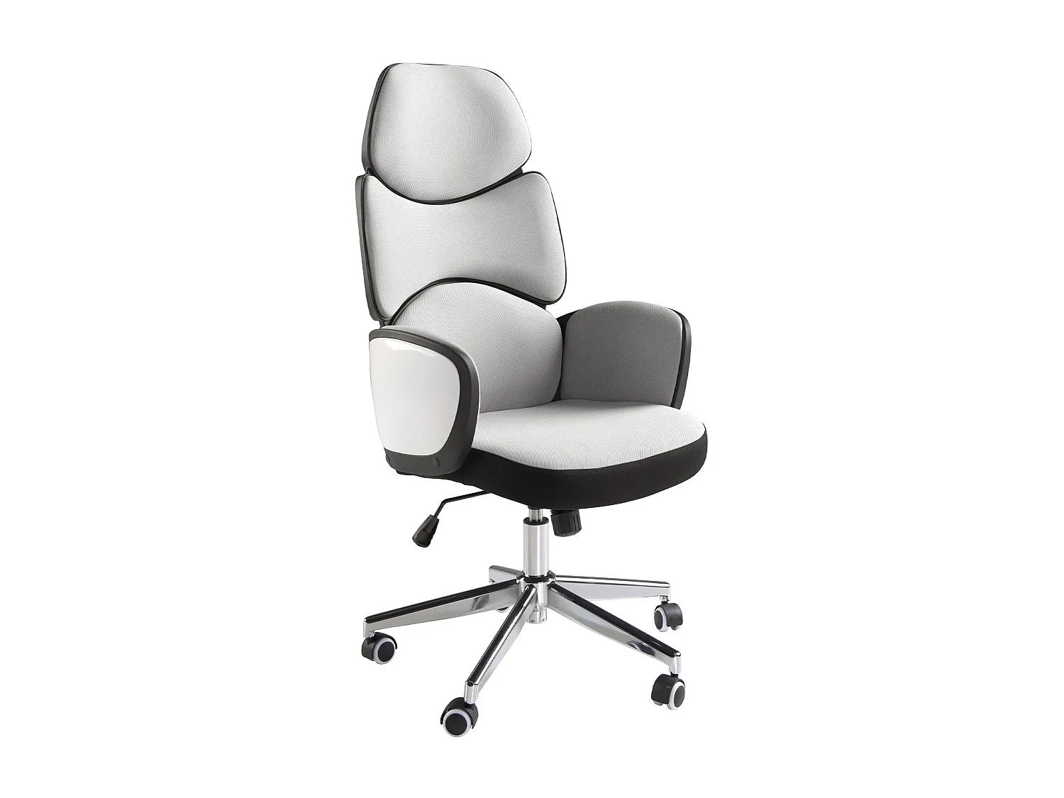 Bureaustoel lichtgrijze stof en glanzend wit pvc 4142 ANGEL CERDA