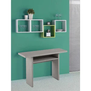Dbaschirott uitschuifbare console, Eettafel met klapopening, Uitschuifbare multifunctionele console, 100% Made in Italy, 120x70h75 cm, Cement