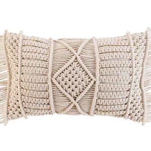 Decoratief Macramé Kussen "Macralina" 30x50cm Beige met Franjes