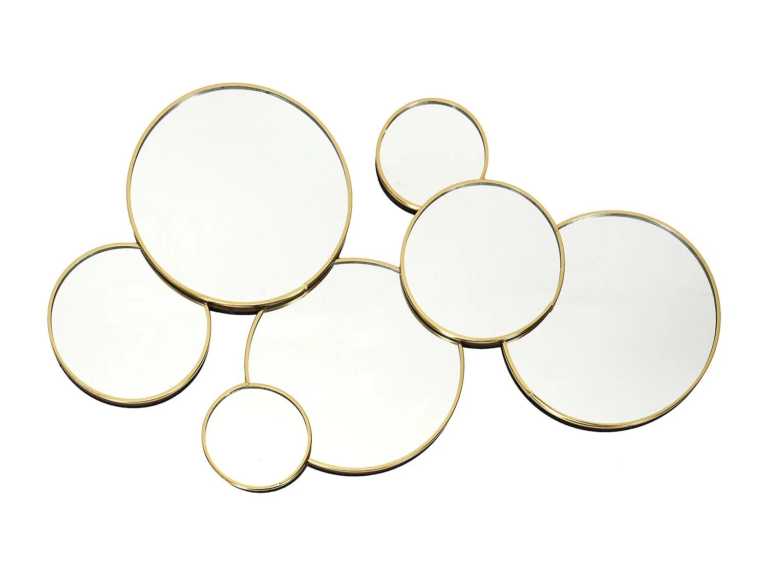 Ronde gouden wandspiegel in Scandinavische stijl 57x35 cm, modern asymmetrisch ontwerp om aan de muur te bevestigen