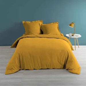 Dekbedovertrek "Percaline" 240x220cm Oker 100% Katoen Trendy Rechthoekig Dekbedovertrek "Percaline" 240x220cm Oker 100% Katoen Trendy Rechthoekig