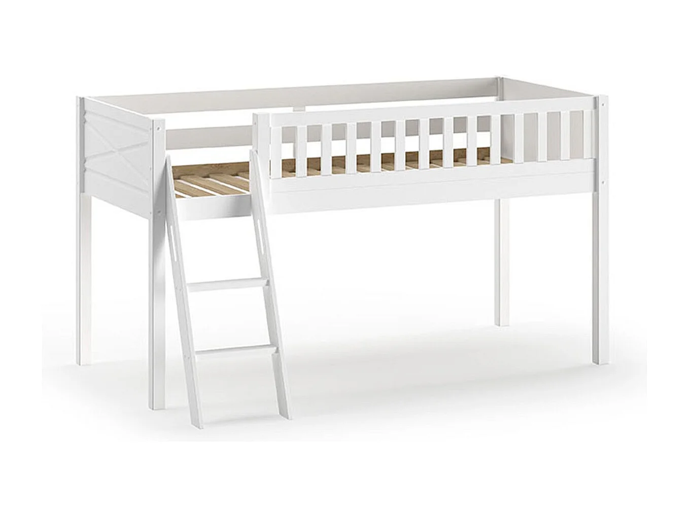 Cama Vipack Scott Meia Altura Base PETITSMEUBLES Madeira MDF Branco (90x200)