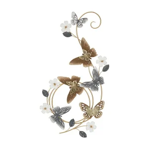 Decoratief 3D-paneel met veelkleurige metalen vlinders, 45,1 x 5,1 x 87,6 cm
