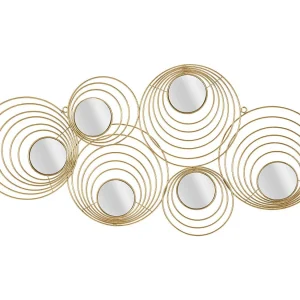 Decoratief 3D paneel in goudkleurig metaal en spiegels 90×2,5×45 cm
