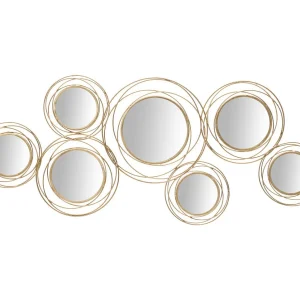 Decoratief 3D paneel in goudkleurig metaal en spiegels 124,5x4x53,5 cm