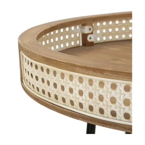 Bruine en zwarte houten en metalen salontafel, Ø 60×60,5 cm