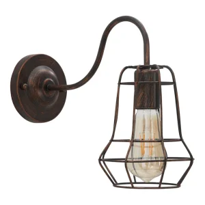 Bruine metalen wandlamp in industriële stijl, 33x15x27,5 cm