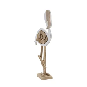 Bruine houten flamingo 31x9x56 cm Bruine houten flamingo 31x9x56 cm