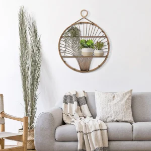 Bruin rotan wandbord, 60,5 x 10,5 x 76 cm