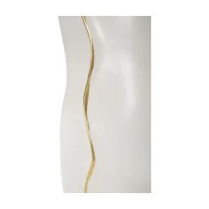 Decoratieve witte en gouden keramische vaas, 19,5x10x50 cm