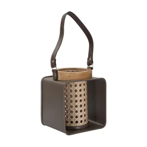 Bruine houten lantaarn 16x13x20 cm