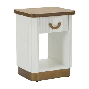 Tolosa wit en bruin nachtkastje met lade en plank – essenhout – moderne stijl 1428070000