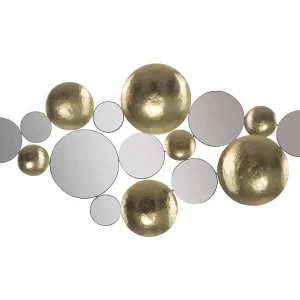 Decoratief 3D paneel in goudkleurig metaal en spiegels 118×2,5×60 cm