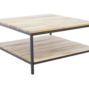 Cirebon salontafel met plank 80×80 cm teak decor.