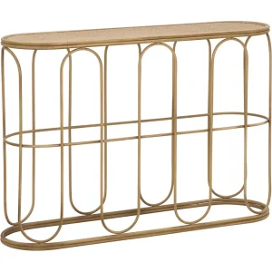 Consoletafel van bruin ijzer en hout, 110x32x77 cm Consoletafel van bruin ijzer en hout, 110x32x77 cm