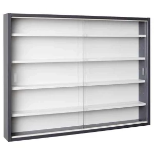 Collecty vitrinekast 2 glazen schuifdeuren grijs, wit. Collecty vitrinekast 2 glazen schuifdeuren grijs, wit.