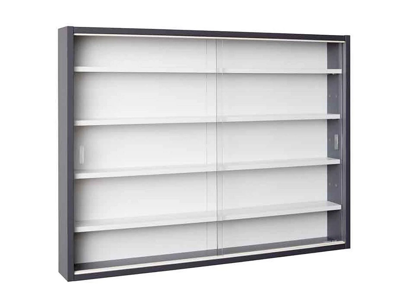 Collecty vitrinekast 2 glazen schuifdeuren grijs, wit.