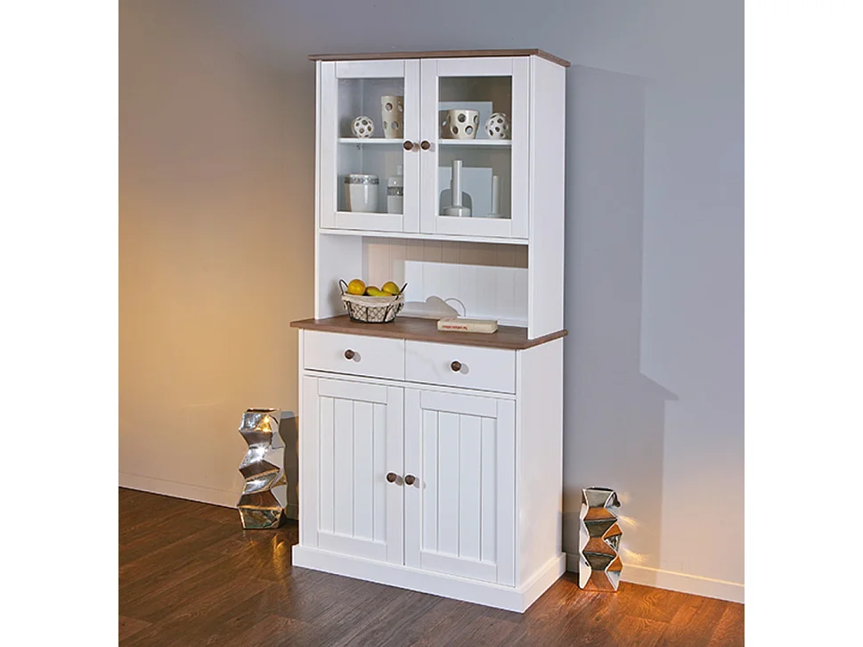 Campanou massief grenen en wit 4-deurs dressoir 90 cm