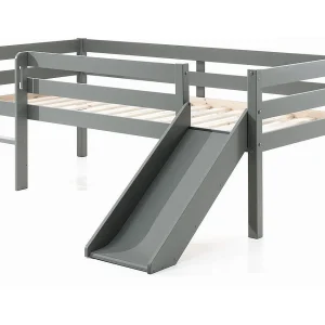 Cama Meia Altura Escorrega Base Ripas PETITSMEUBLES Cinzento (90×200)