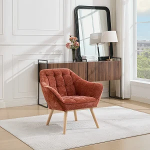 Fauteuil in terracotta-kleurige gestructureerde stof CASERTA